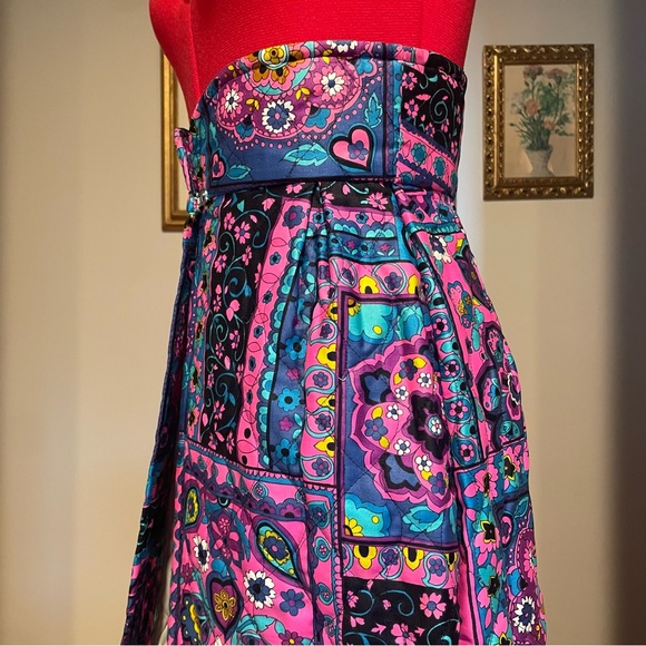Stunning 70s/60s Vibrant Patchwork Quilted Maxi High Waisted Overskirt - Picture 7 of 16
